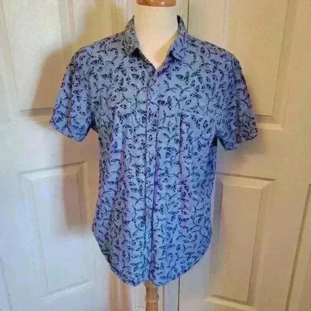 Tenth Ocean Mens Linen Camp Leaves Plant  Hawaiian Shirt XL